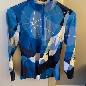 J McLaughlin Women's Blue Geometric Long Sleeve Top